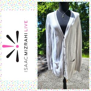 ISAAC MIZRAHI White tunic Length Cardigan